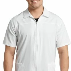 White Cross Men's Collar Neckline Lab Coat