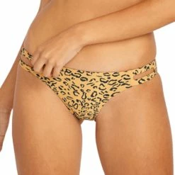 Volcom Womens Yess Leopard Hipster Bikini Bottoms